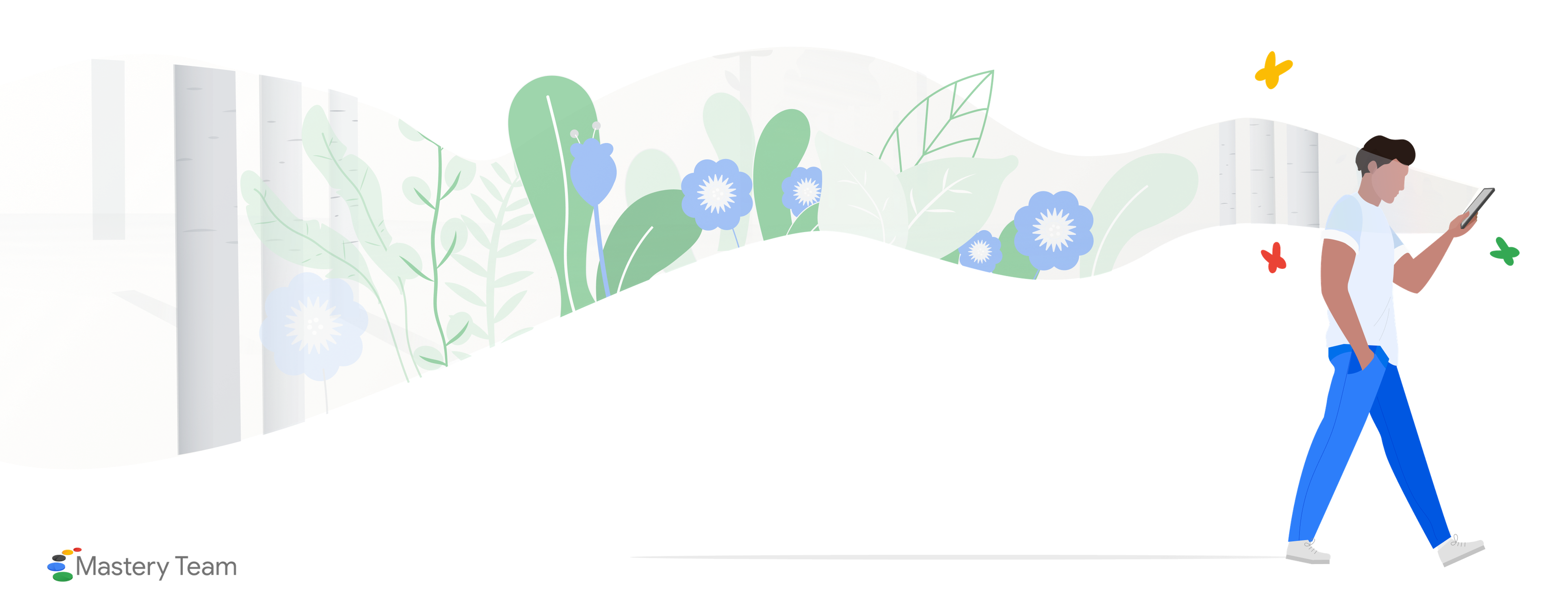 Illustration of a woman working from home, part of the Skillshop visual system