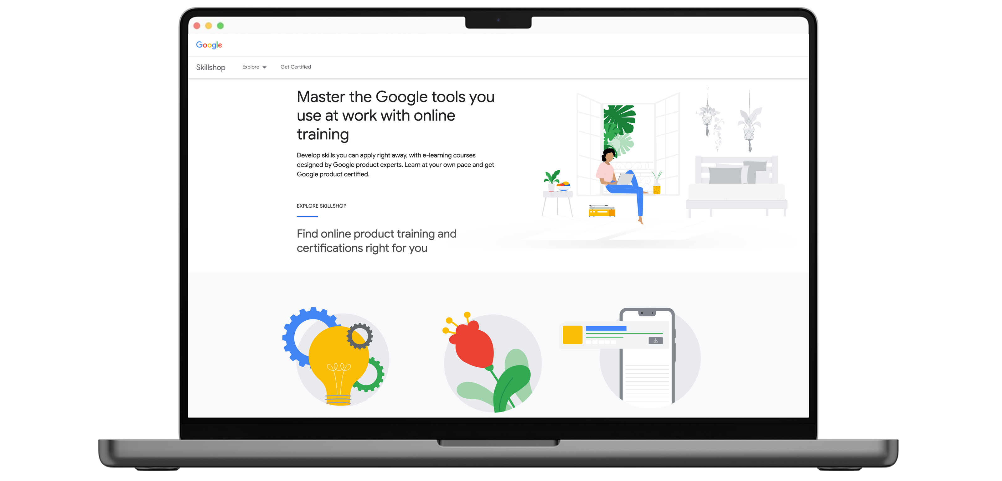 Google Skillshop landing page mockup on laptop