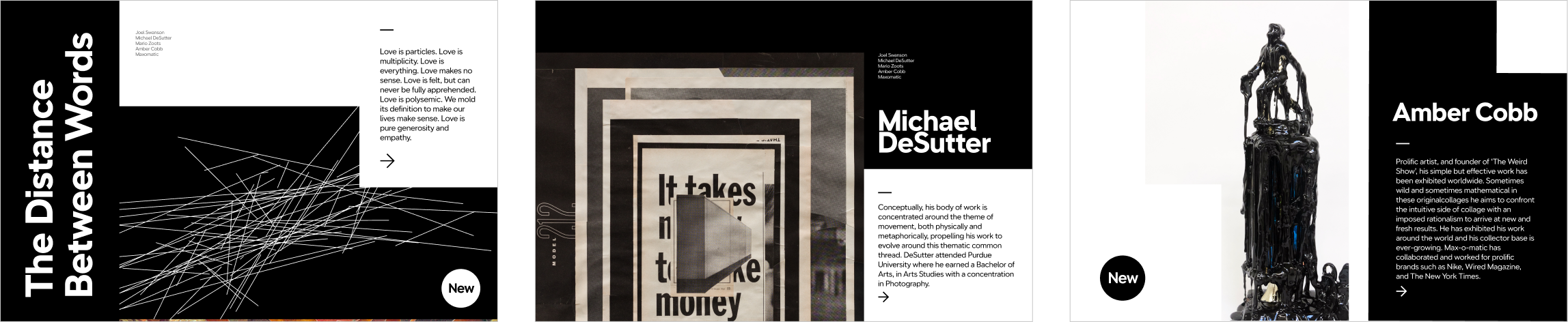 New Projects exhibition identity applications