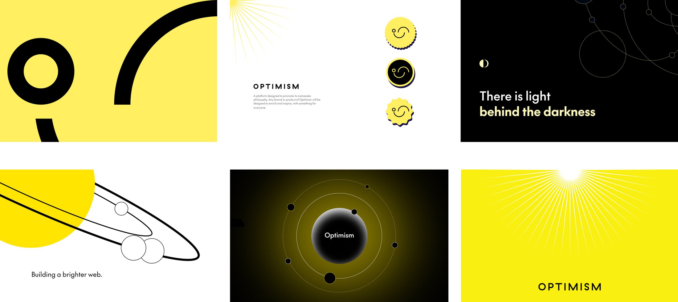 Initial mockup concepts for the Optimism brand
