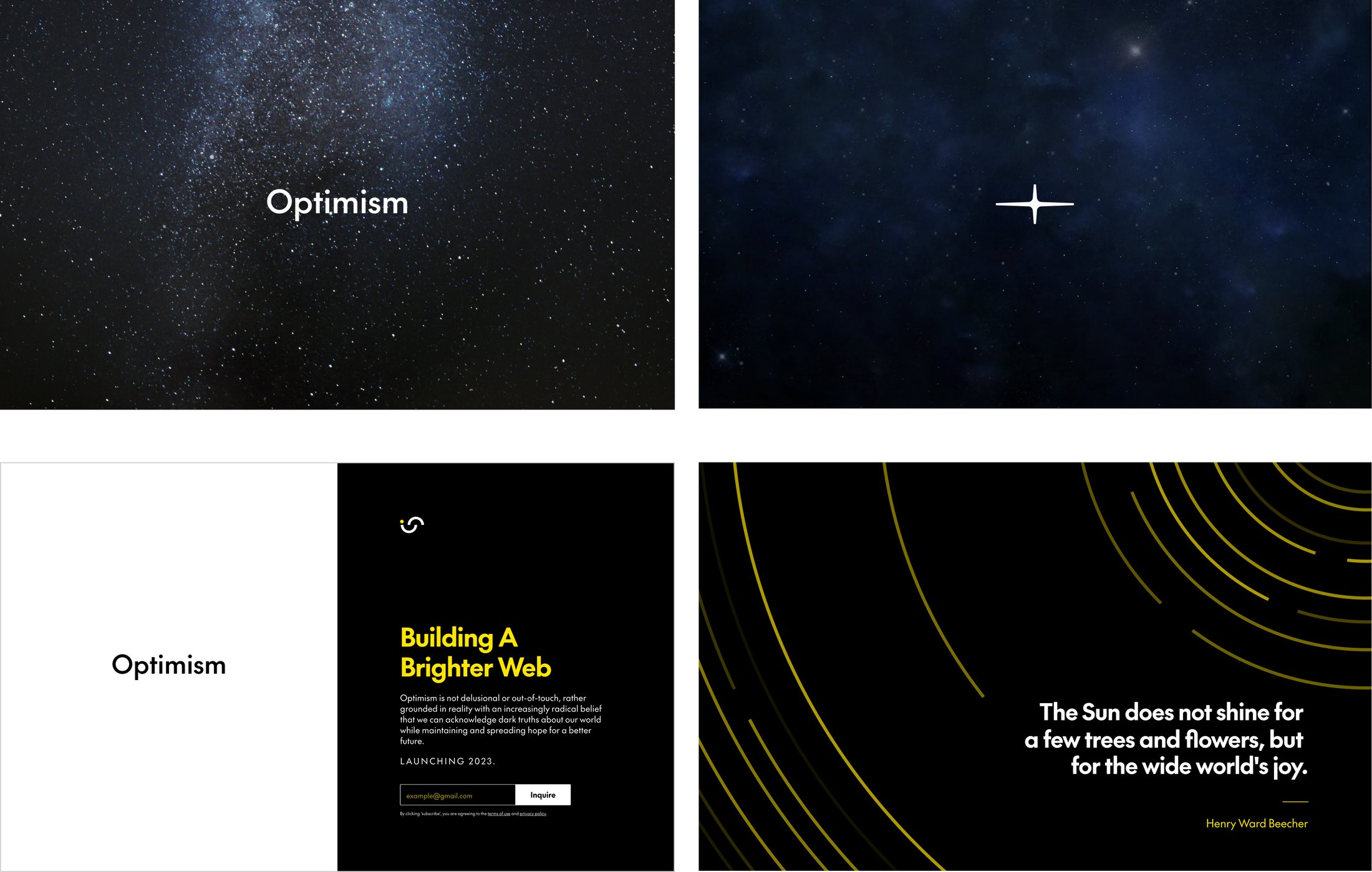 Optimism brand application postcards
