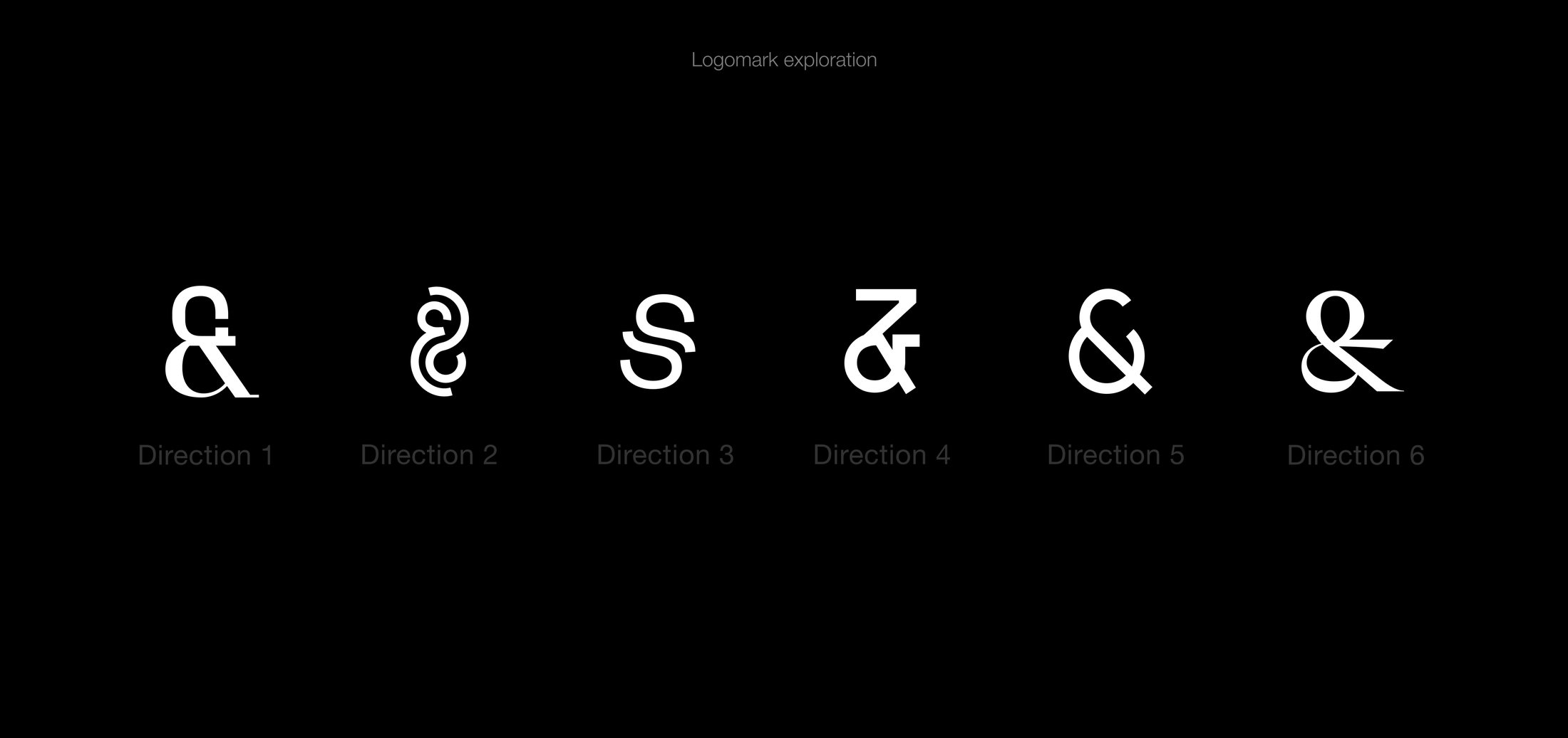Logomark exploration — six directions