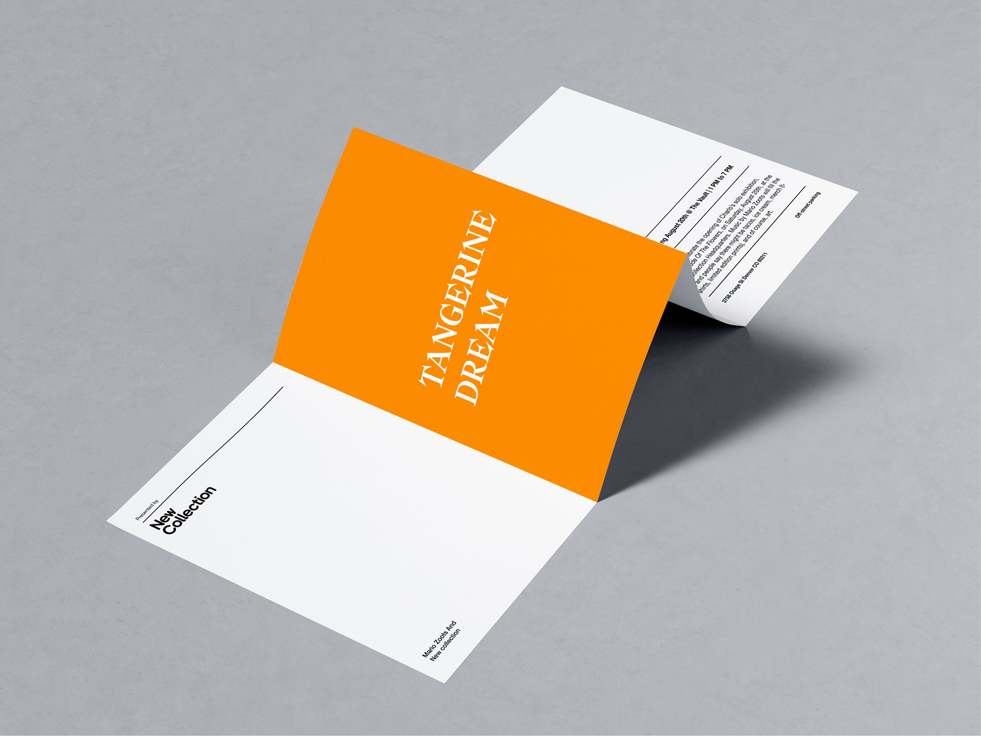 Tangerine Dreams event invitation postcard mockup